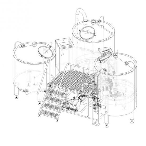 1500L 2/3/4 vessel utility commercial beer making equipment